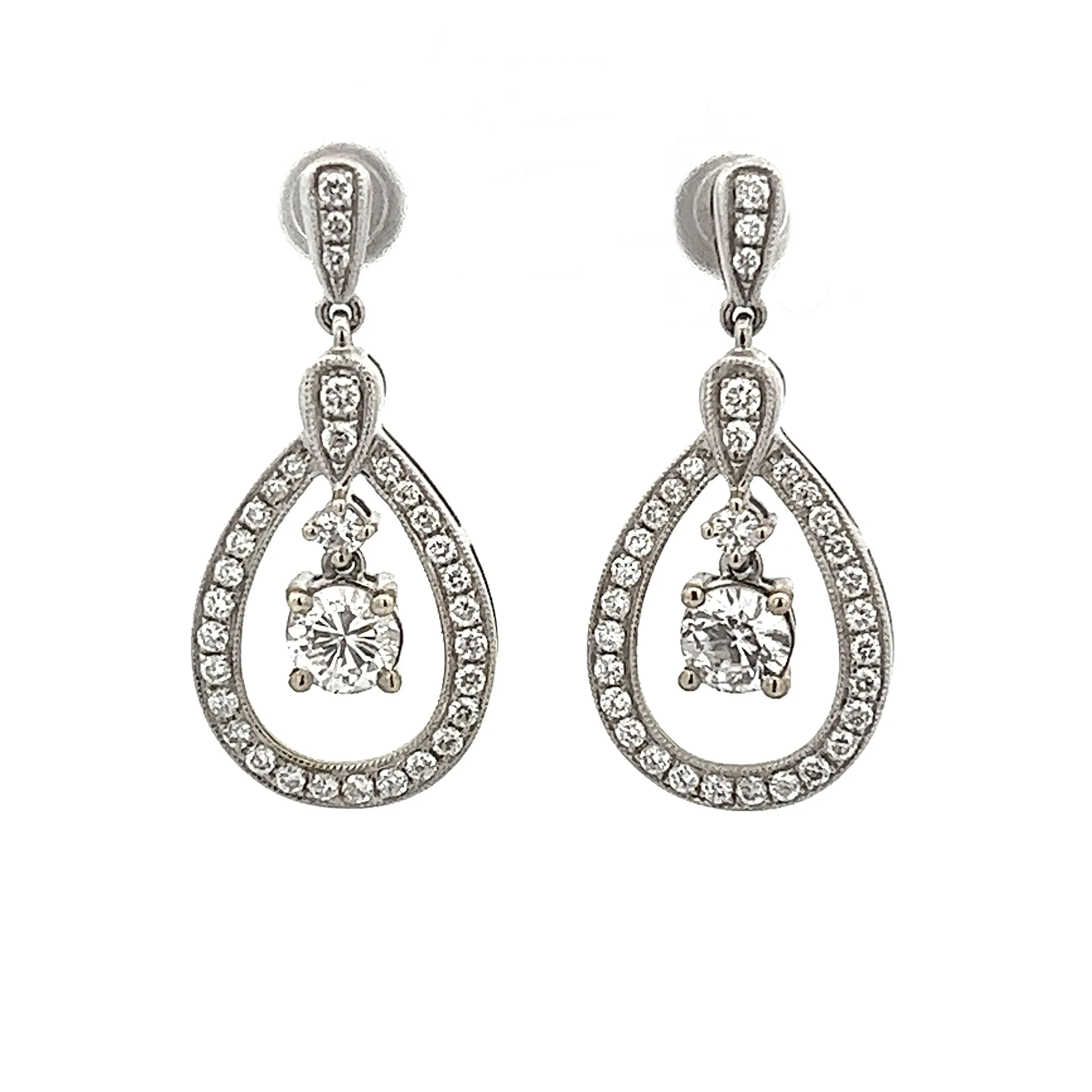 1.53ct 14k White Gold Diamond Drop Earrings