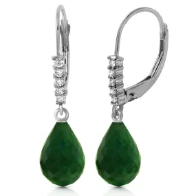 17.75 Carat 14K Solid White Gold Leverback Earrings Natural Diamond Emerald