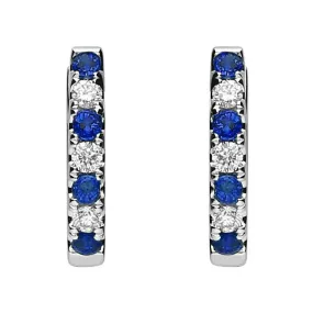 18ct White Gold 0.19ct Sapphire Diamond Petite Hoop Earrings