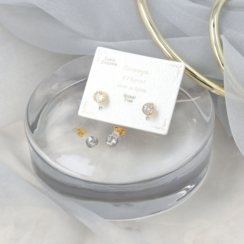 18K Gold Post Cubic Zirconia Studs