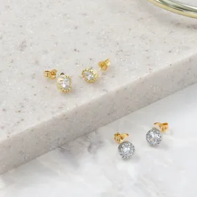 18K Gold Post Cubic Zirconia Studs