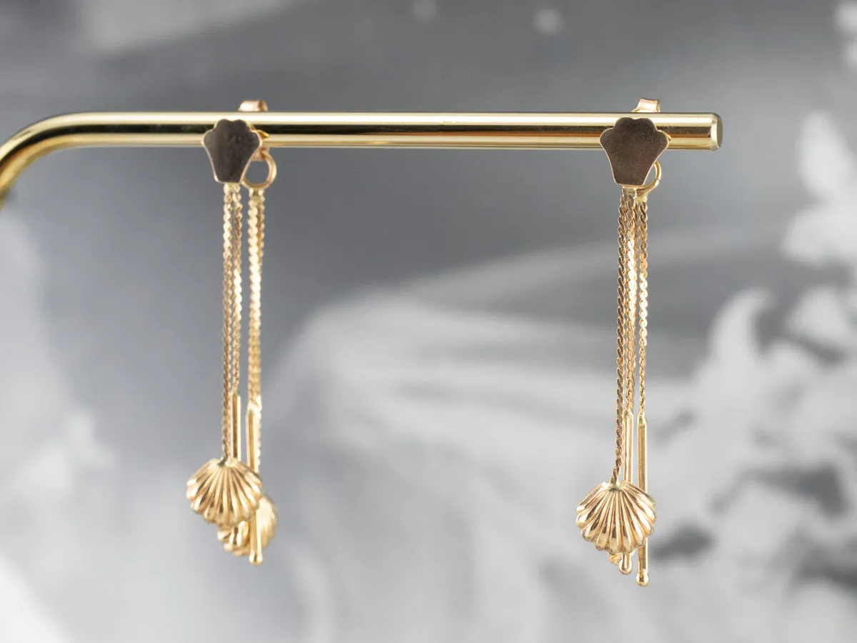 18K Gold Shell Tassel Drop Earrings