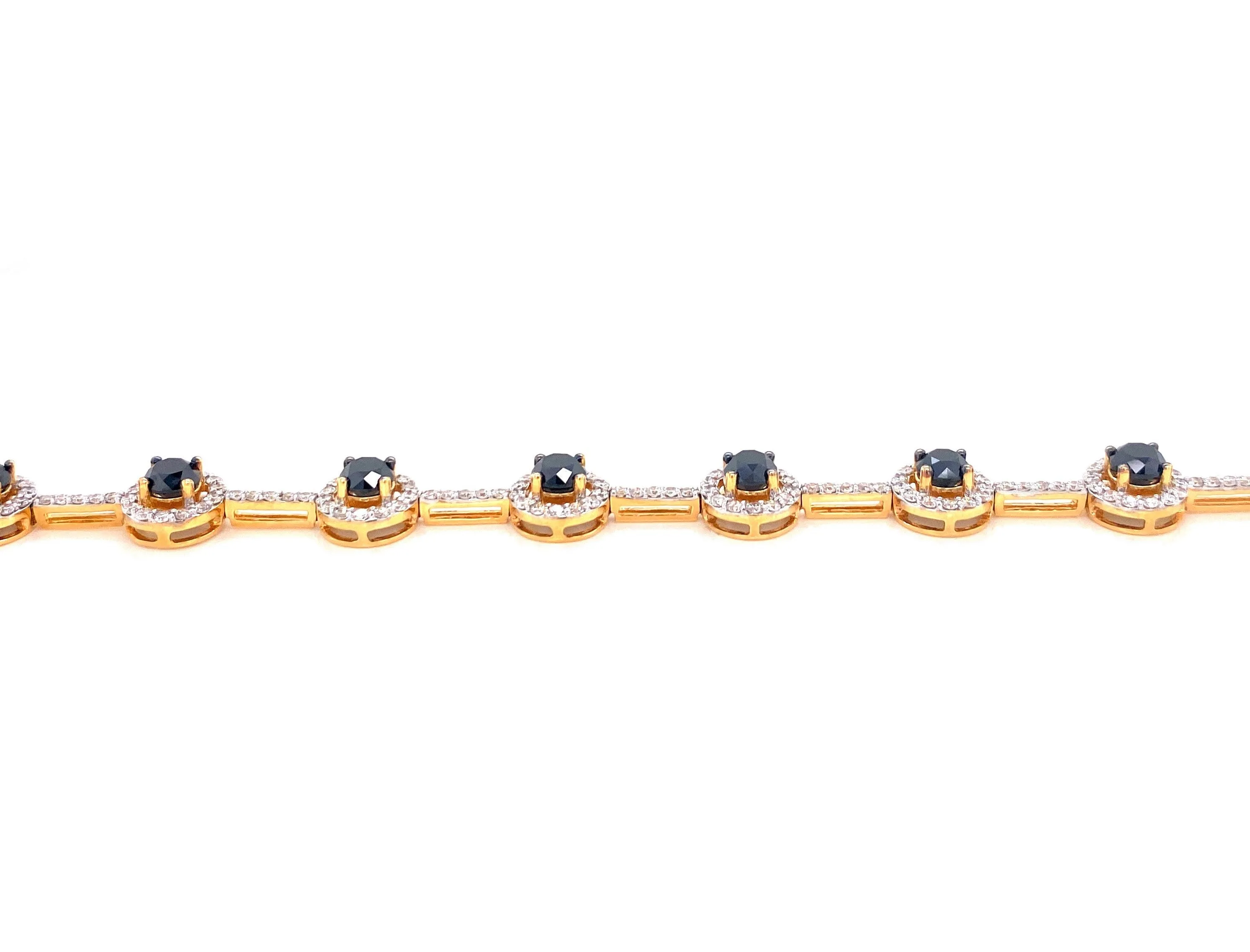 18K White & Yellow Gold Black Diamond Bracelet