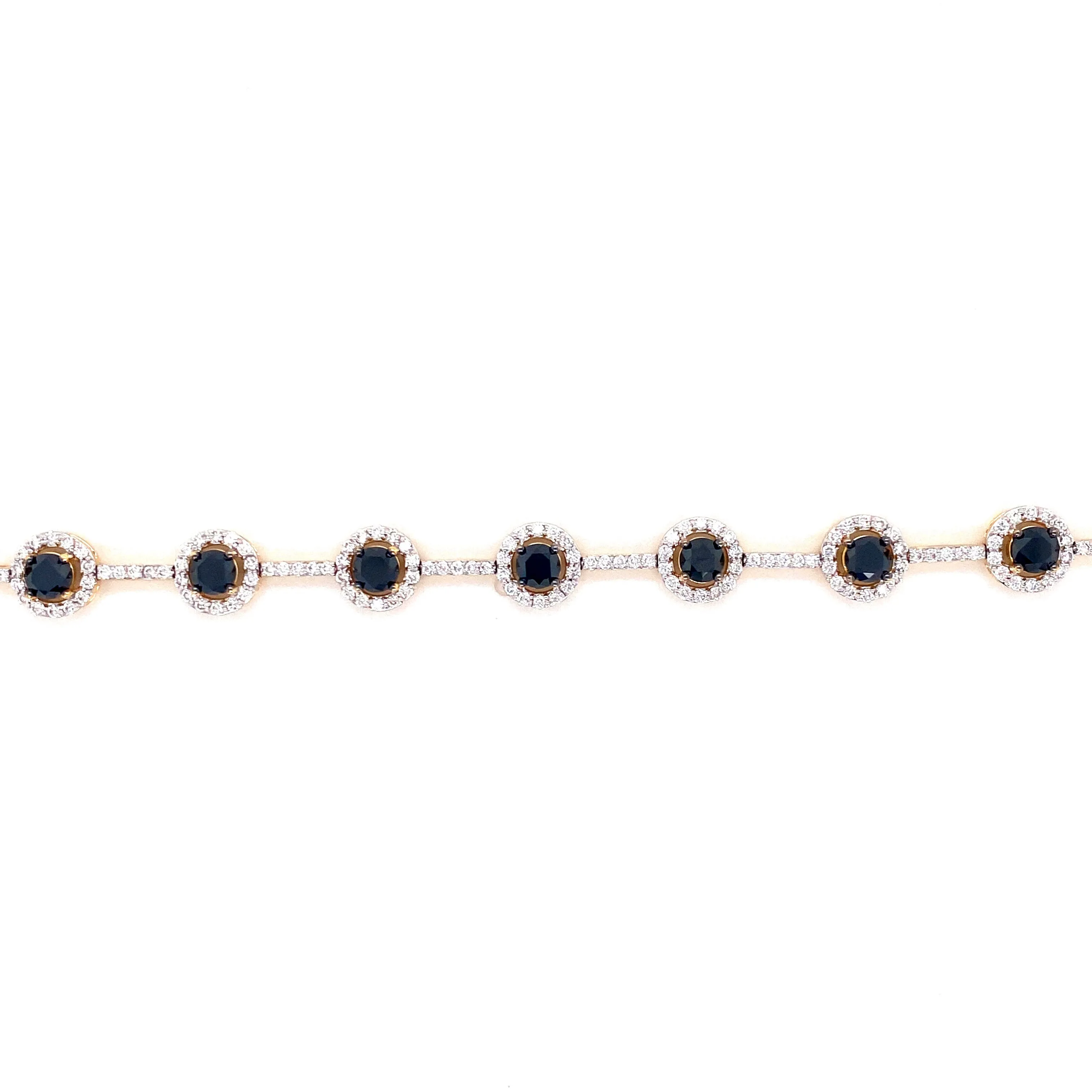 18K White & Yellow Gold Black Diamond Bracelet