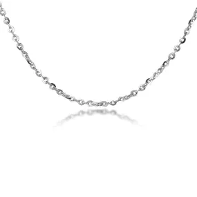 18K White Gold 1.2mm Adjustable Cable Chain Necklace - 18 INCH with Extender