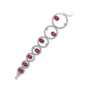 18K White Gold Diamond And Tourmaline Circle Style Bracelet