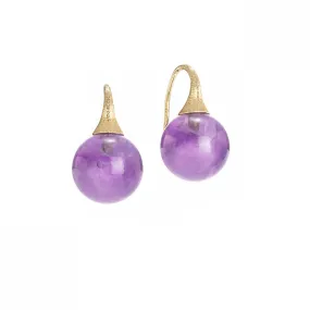 18K Yellow Gold and Amethyst Drop Earrings