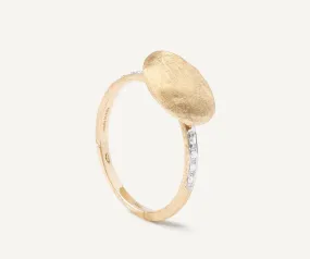 18K Yellow Gold Horizontal Ring with Diamonds