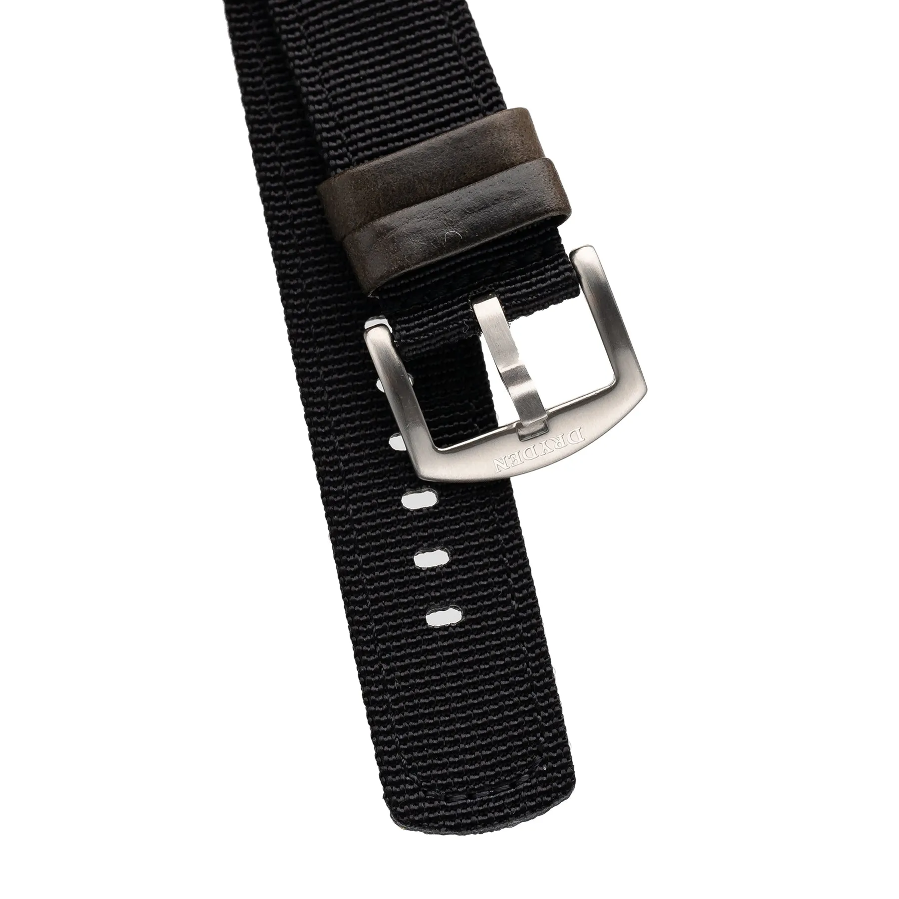 18mm 20mm 22mm Quick Release Leather Nylon Field Watch Strap - Dark Green / Black