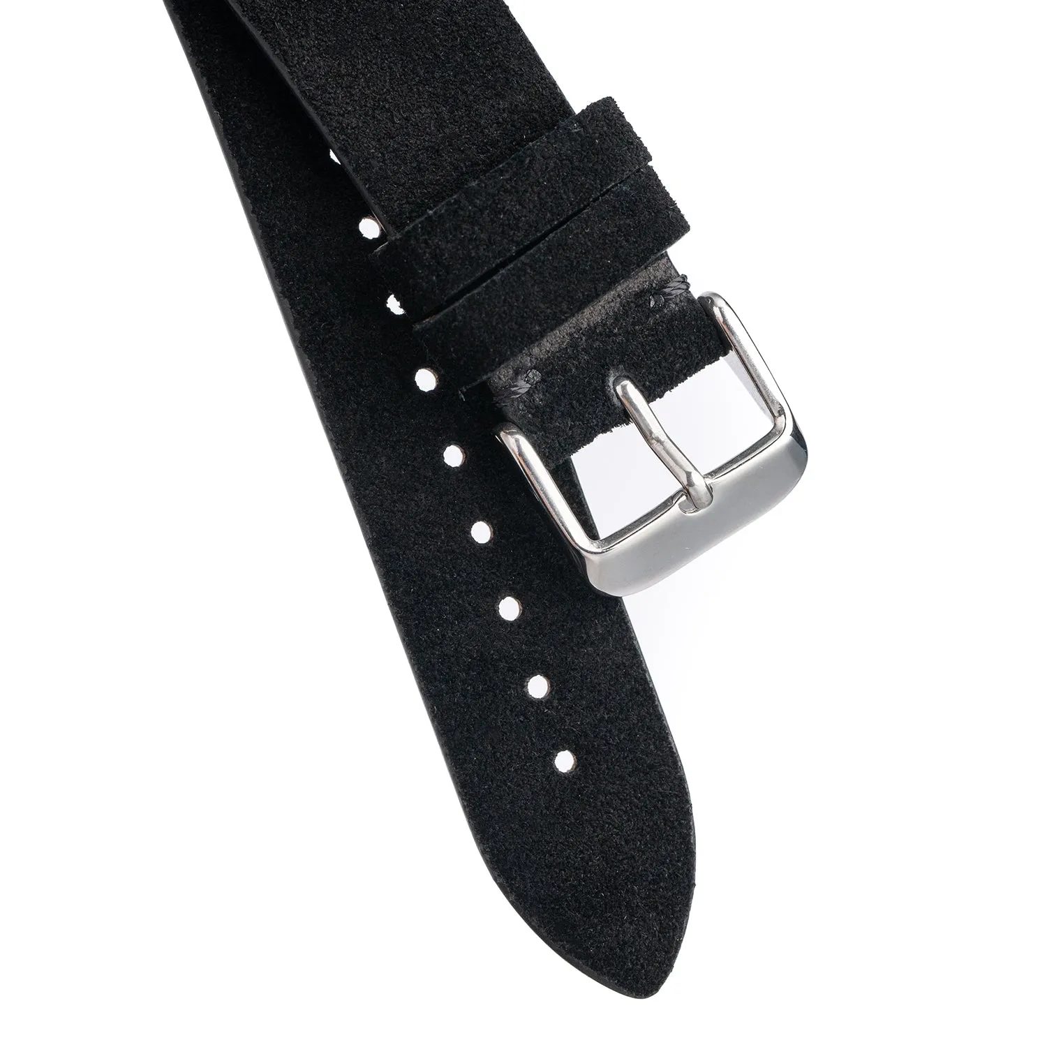 18mm 20mm 22mm Quick Release Suede Leather Watch Strap- Black