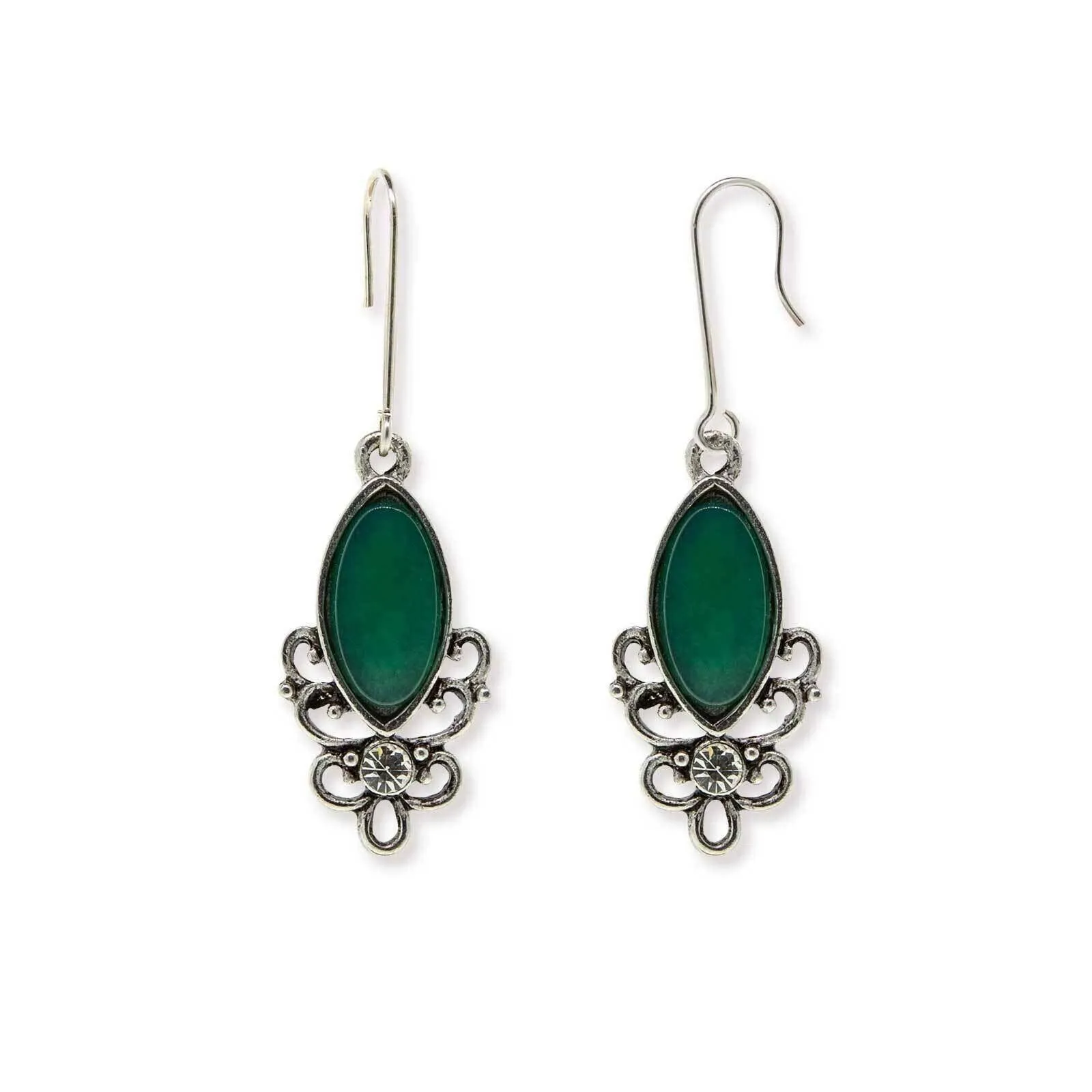 1928 Jewelry Classic Filigree Navette Gemstone Earrings