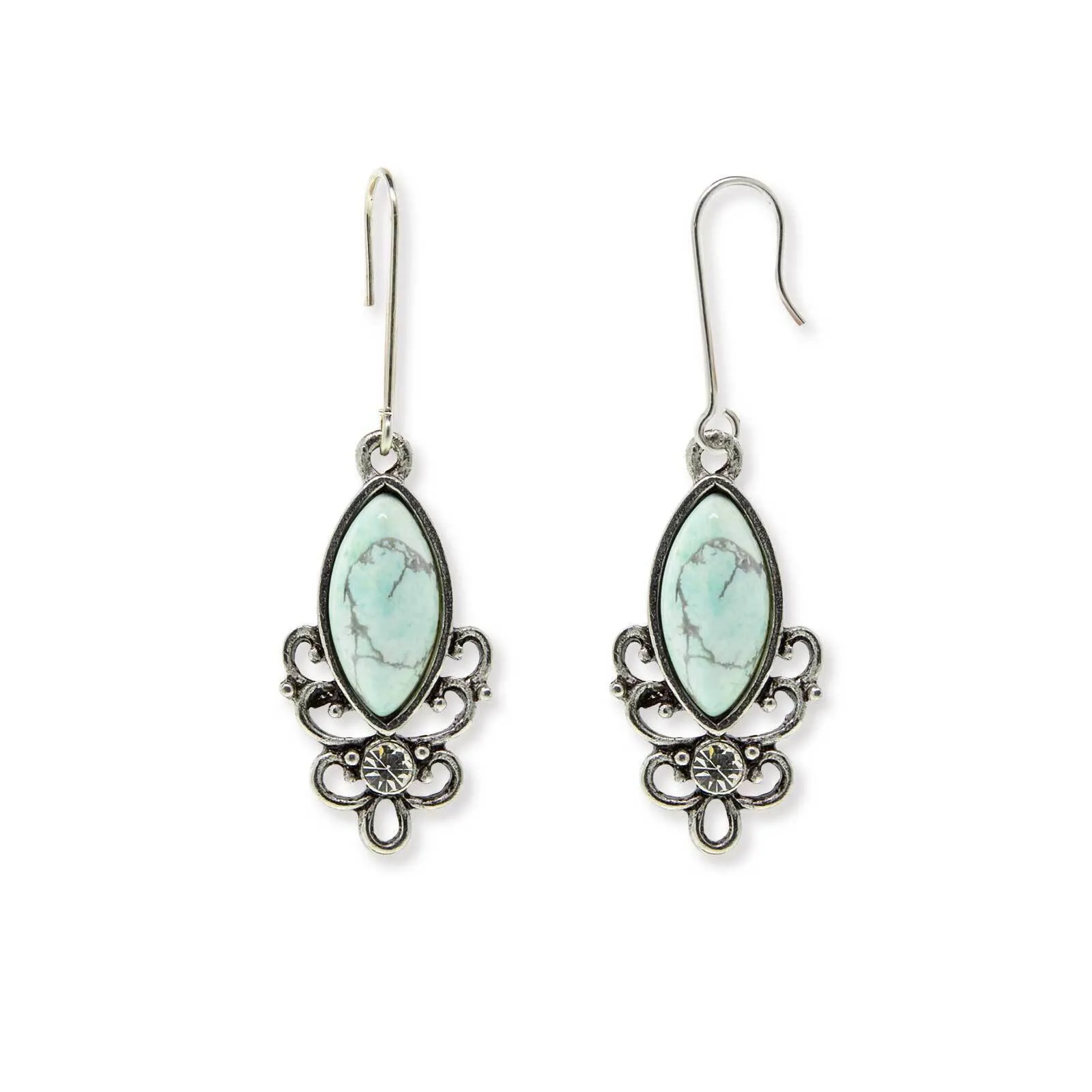 1928 Jewelry Classic Filigree Navette Gemstone Earrings