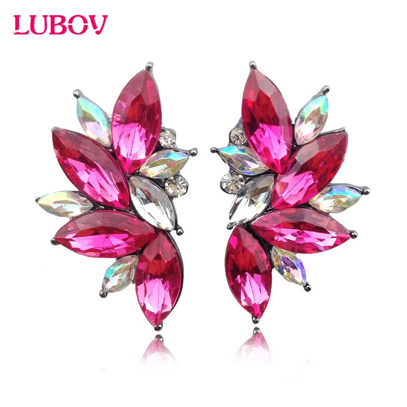 2016 Trendy Angel Wing Design Opal Stone Stud Earrings Women Elegant Crystal Earrings Christmas Gift Jewelry