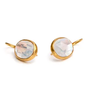 22K Rosecut Moonstone Oval Drop Earrings