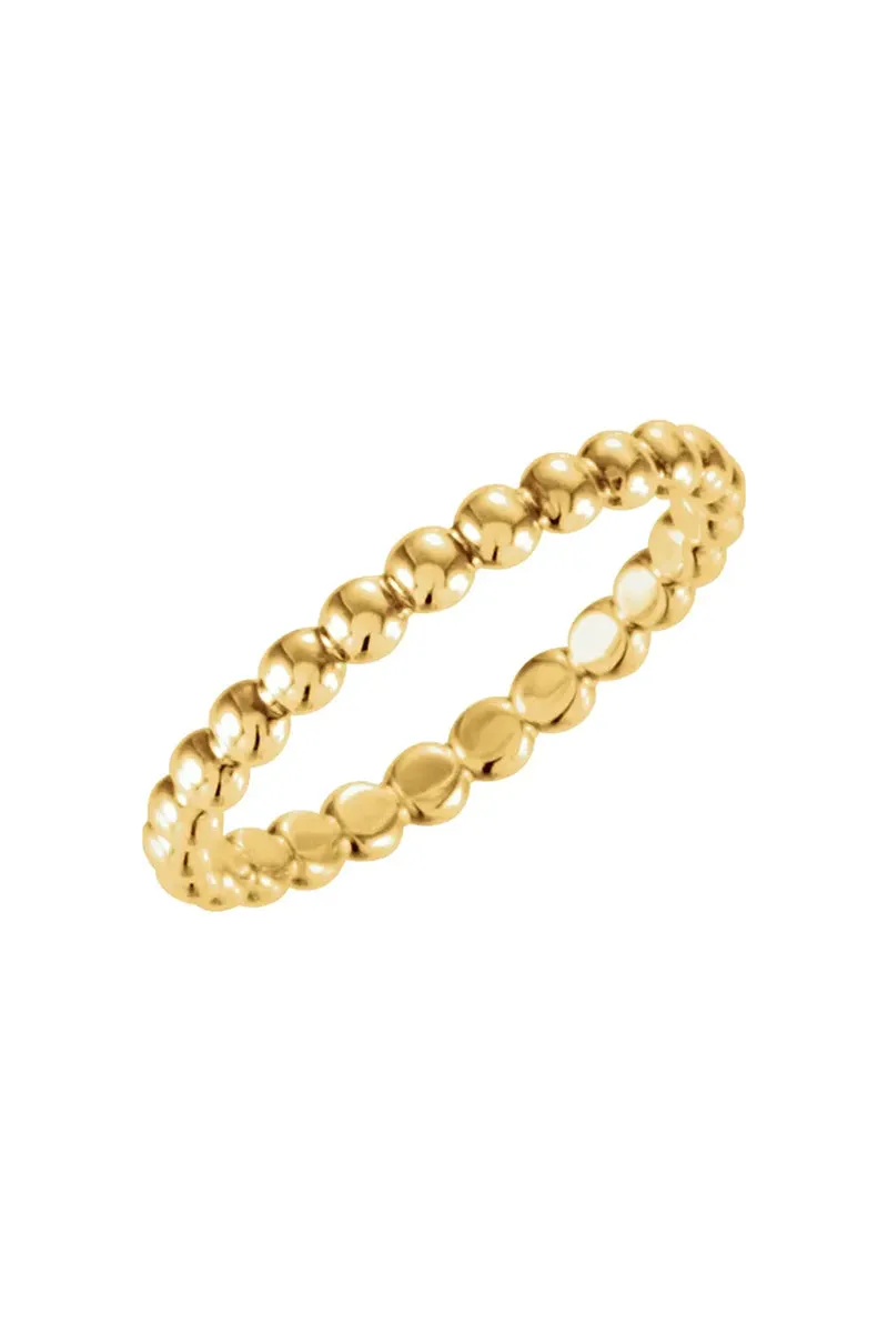 2.5 mm Beaded Stackable Ring - 14k Yellow Gold