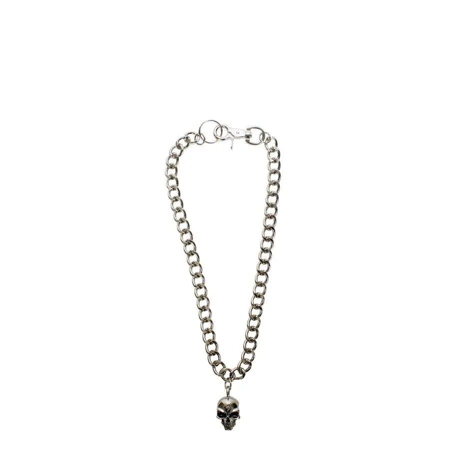 25" Inch Long Chrome Looped Skull Biker Chain