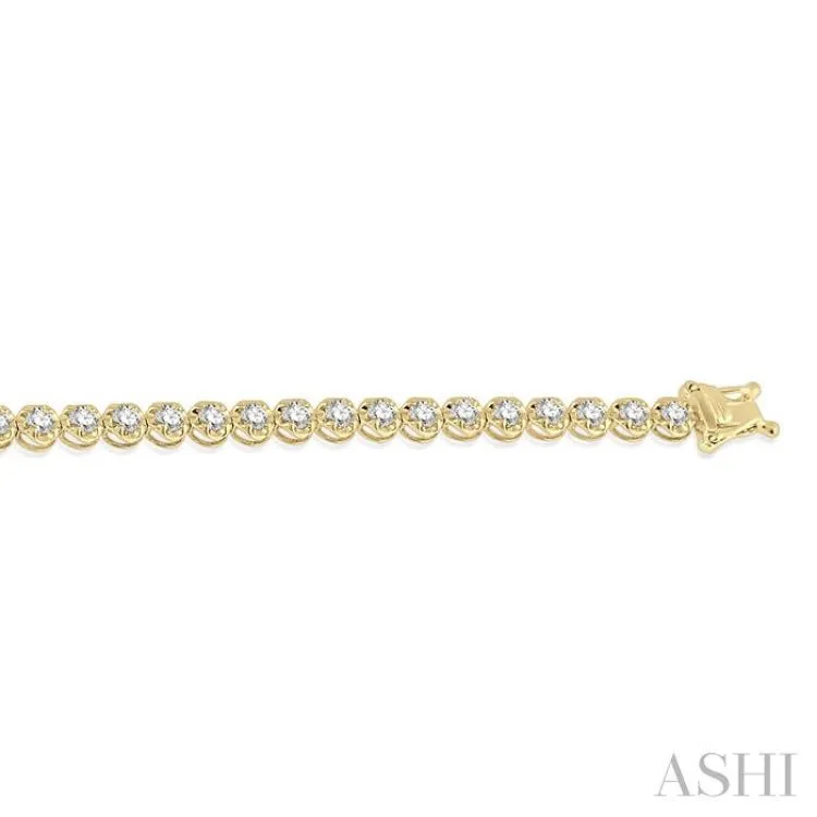 3 Ctw Round Cut Diamond Illusion Bracelet in 14K Yellow Gold