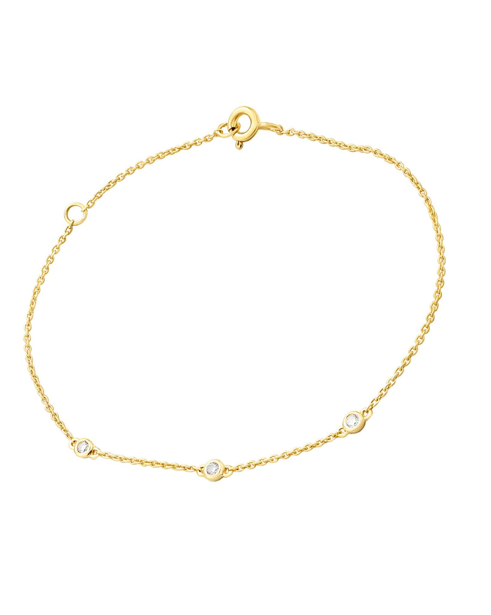 3 Diamond Bezel Bracelet - 14K Yellow Gold