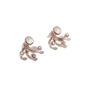 3 Gravitation Earrings Rose Gold, Moonstone & White Topaz