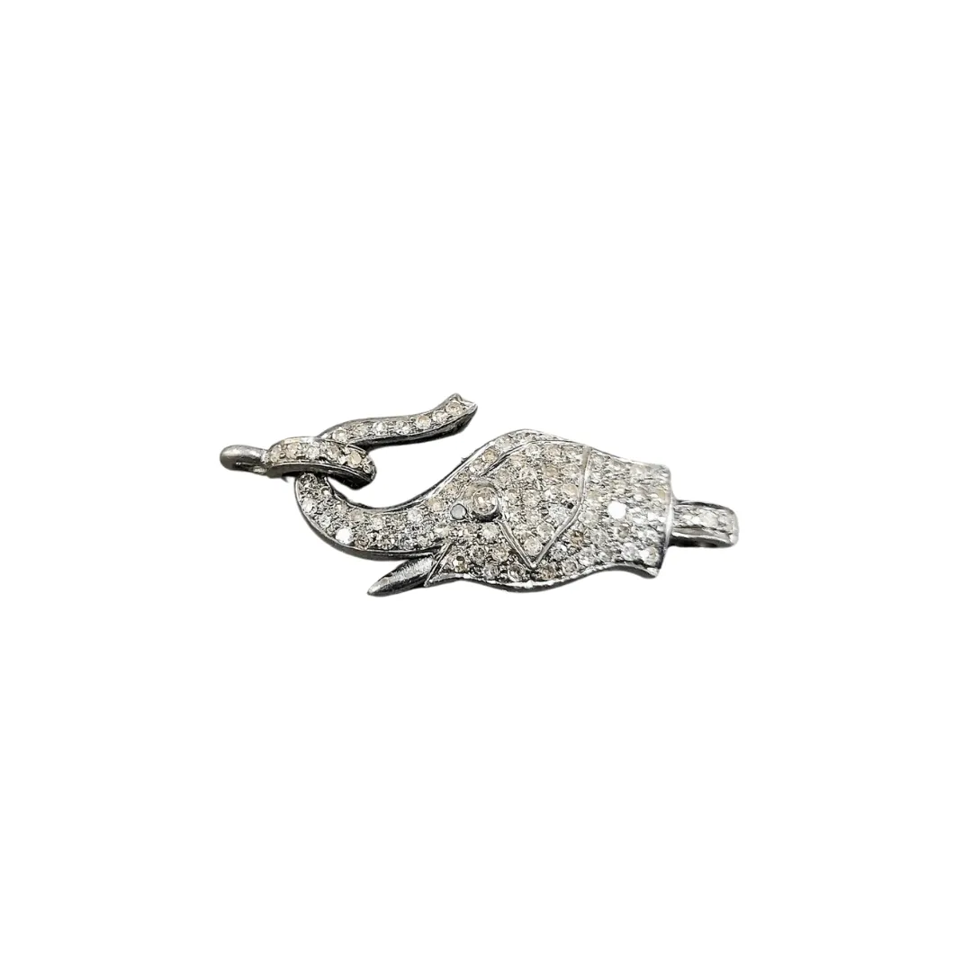 33 mm 925 Silver Elephant Diamond Lobster Clasp