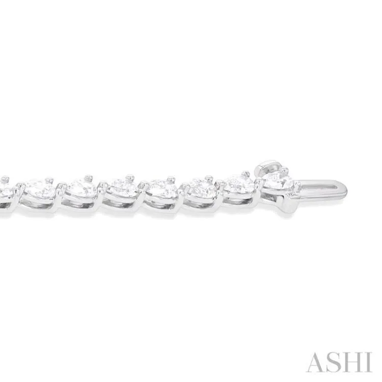 4 ctw East West Pear Cut Diamond Fashion Tennis Bracelet in 14K White Gold