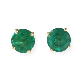 4.42CTW Natural Emerald Stud Earrings 18KY