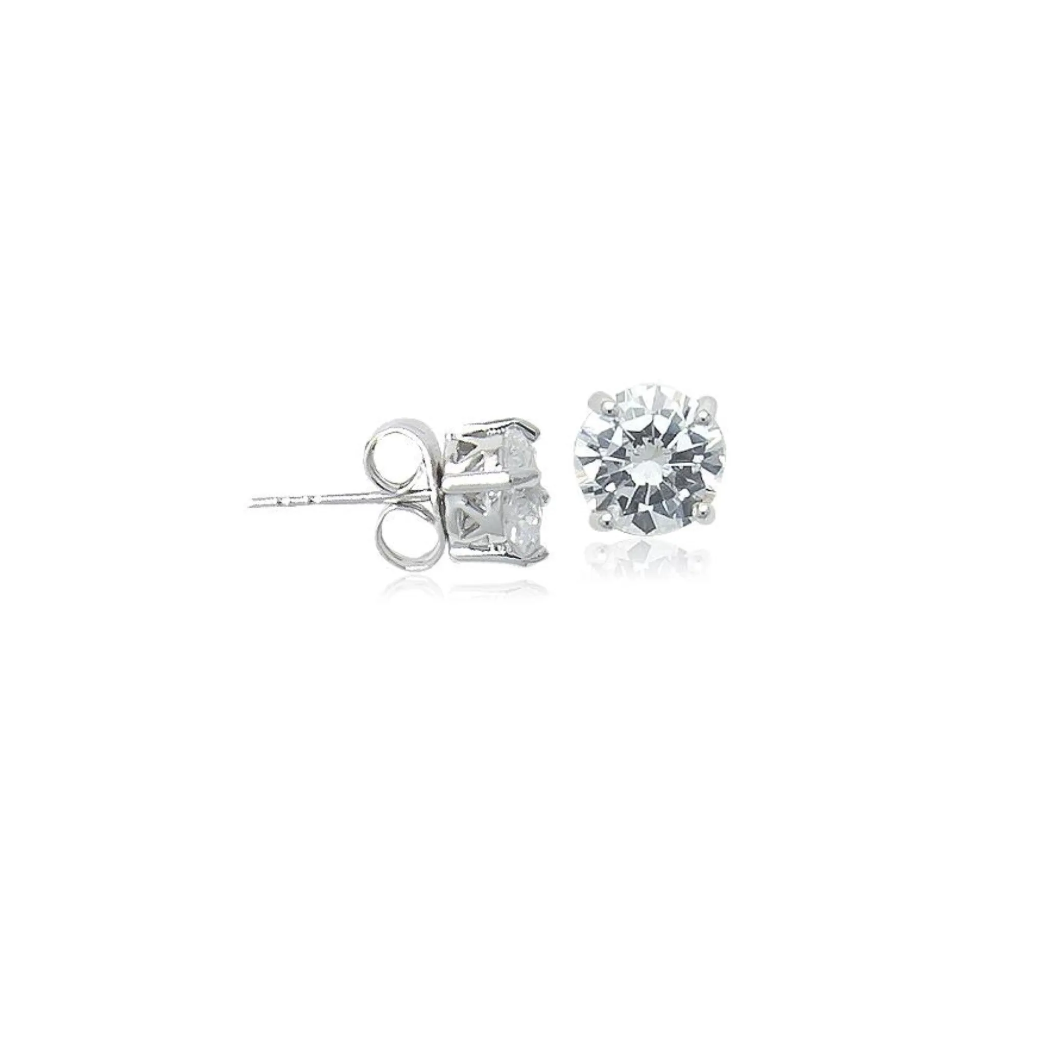 5mm Cubic Zirconia Stud Earring, Rhodium Plated