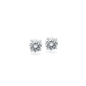 5mm Cubic Zirconia Stud Earring, Rhodium Plated