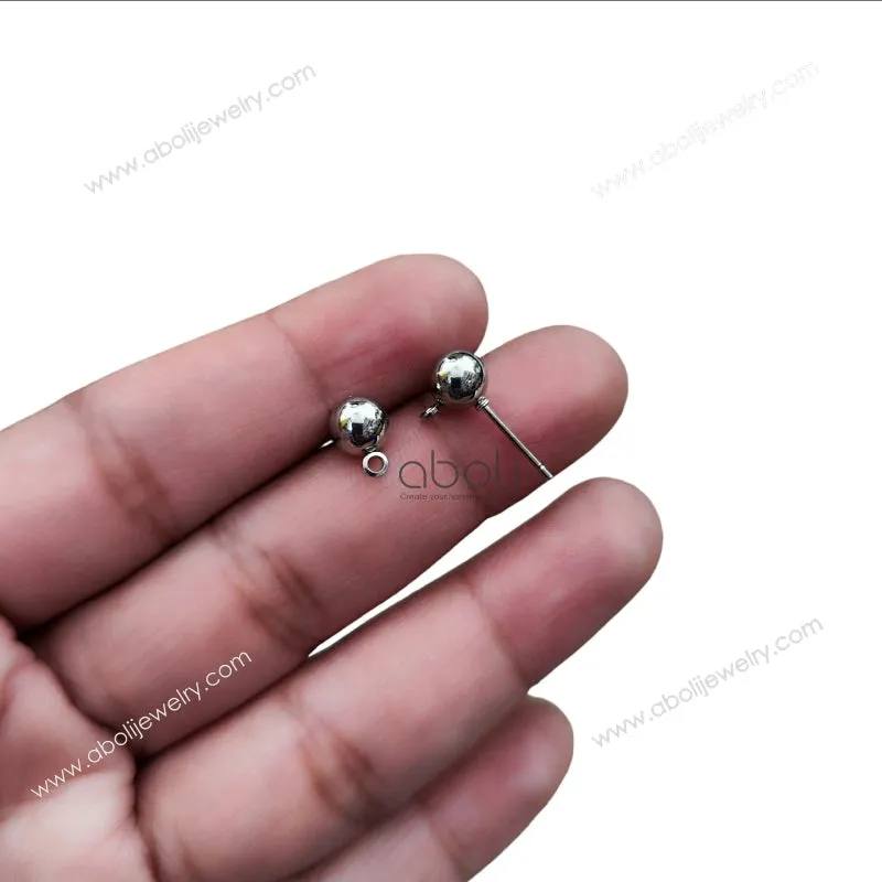 6 mm silver ball stud components earrings studs findings SBS6