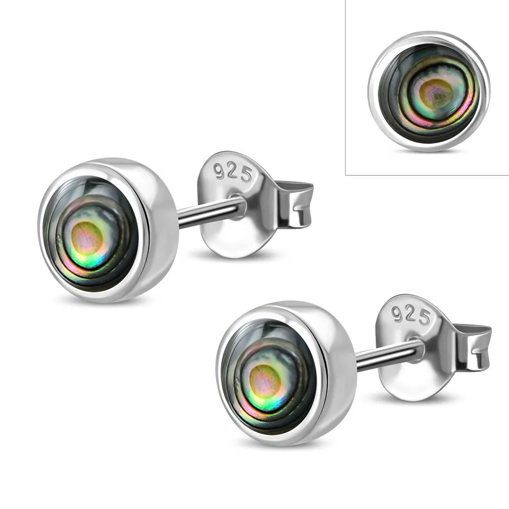 6.20mm | Abalone Shell Sterling Silver Stud Earrings