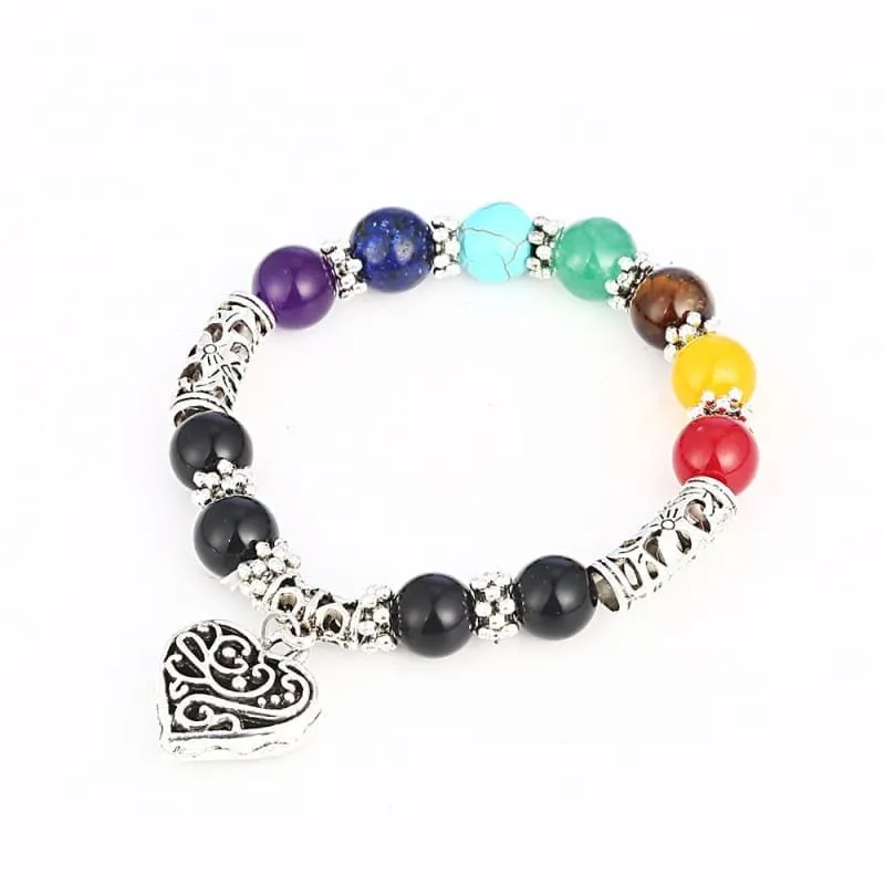 7 Chakra  Healing Heart Charm Bracelets