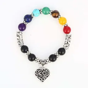 7 Chakra  Healing Heart Charm Bracelets