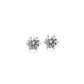 8mm Cubic Zirconia Solitaire Stud Earring