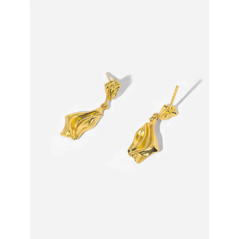 925 Silver Irregular Flowing Wrinkled Texture Earrings