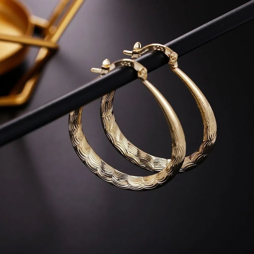 925 Sterling Silver Oval Hoop Earrings