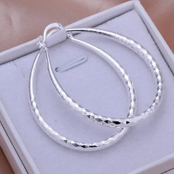 925 Sterling Silver Oval Hoop Earrings