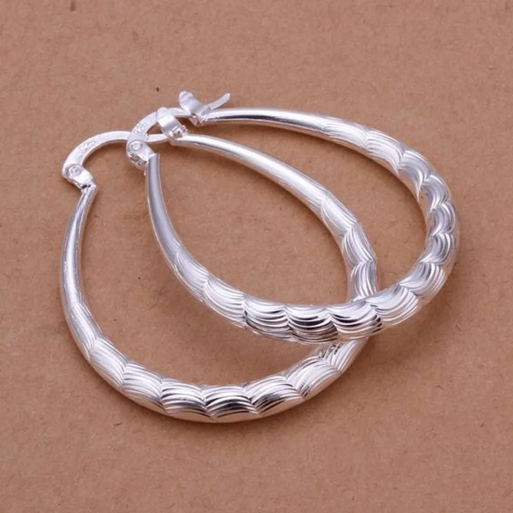 925 Sterling Silver Oval Hoop Earrings