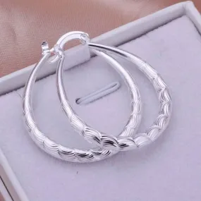 925 Sterling Silver Oval Hoop Earrings