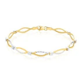 9ct Yellow Gold 19CM Diamond Bracelet