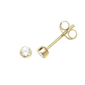 9ct Yellow Gold Round Zirconia Stud Earrings ES230S