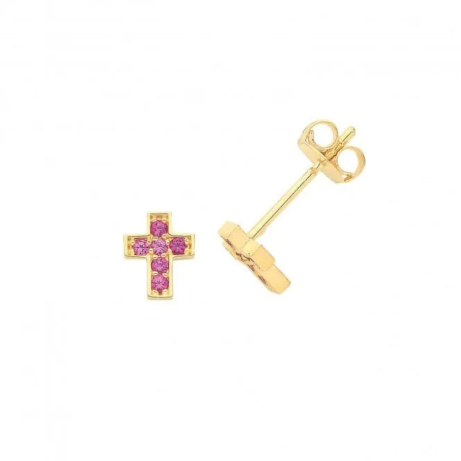 9ct Yellow Gold Rue Cross Stud Earrings ES1639