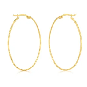 9ct Yellow Gold Silverfilled Plain  Oval Hoop Earring