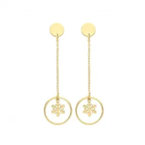 9ct Yellow Gold Snowflake Earrings ER1154