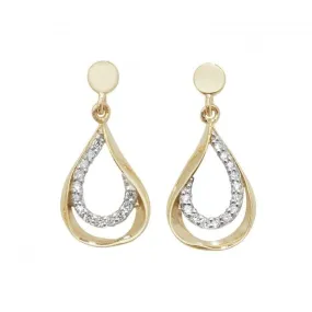 9ct Yellow Gold Zirconia Drop Earrings ES455