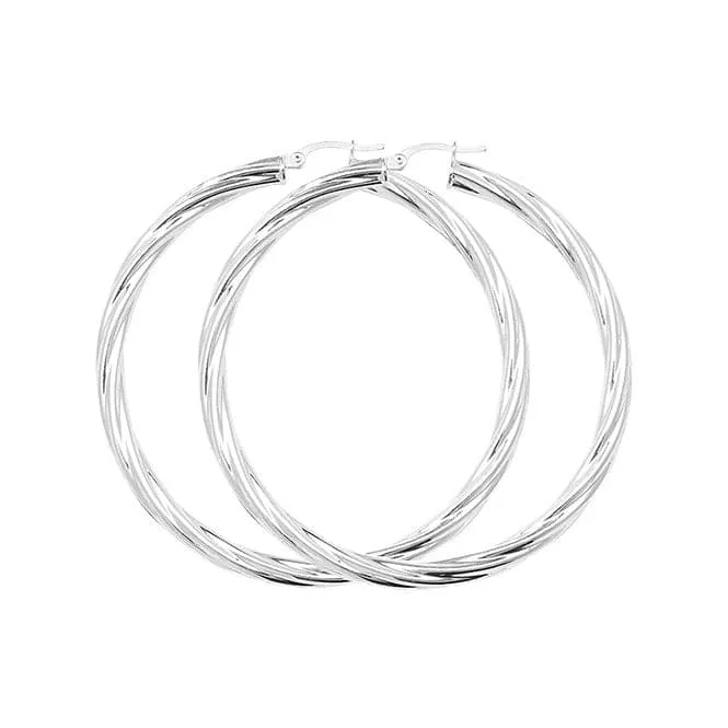 Acotis Silver Hoop Earrings Twisted G5110