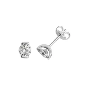 Acotis Silver Stud Earrings Round Zirconia G51026