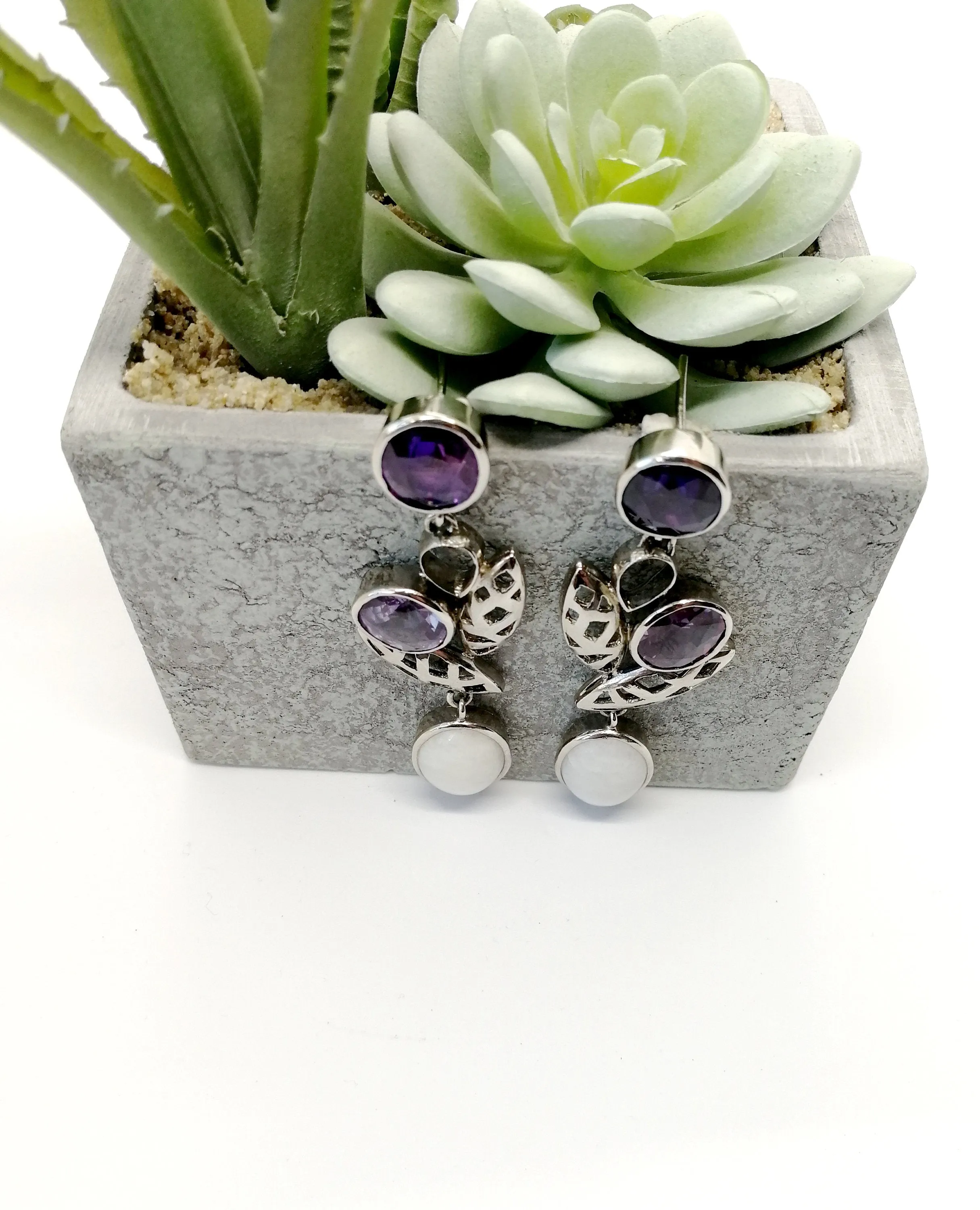 Alexandrite Moonstone Statement Earrings.