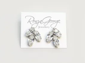 Alysar - Silver Swarovski Navette Bridal Cluster Earrings