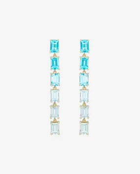 Amalfi Emerald Cut Blue Ombre Midi Drop Earrings