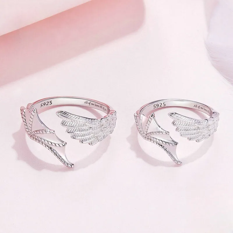 Angel and Demon Couple Wings Plain Ring